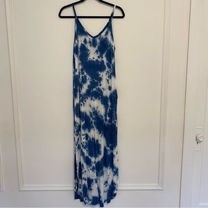 Blue and White Tie Dye Maxi Dress